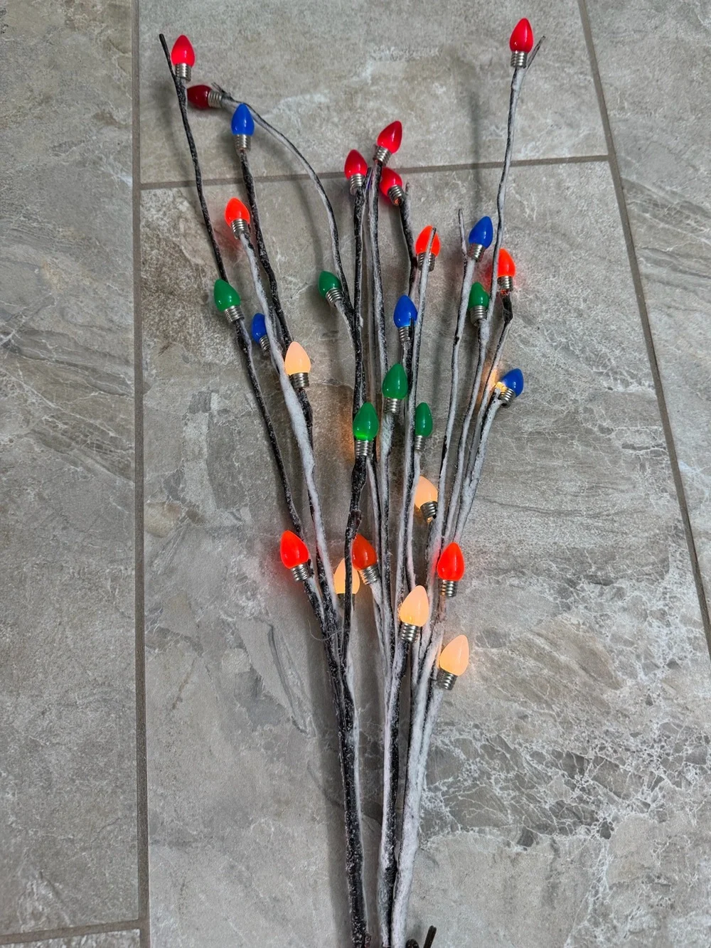 Multicolor Decorative Snow Covered Branches Sticks with Christmas Lights